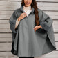 Fuzzy Trim Long Sleeve Poncho
