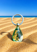 Handmade Faux Seahorse Keychain – Light Blue-Green Background