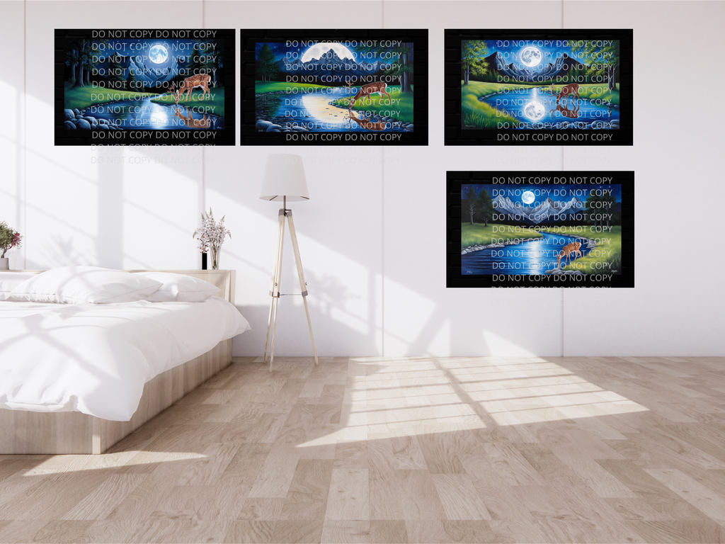 Deer at Night Digital Art in SVG PNG File Formats