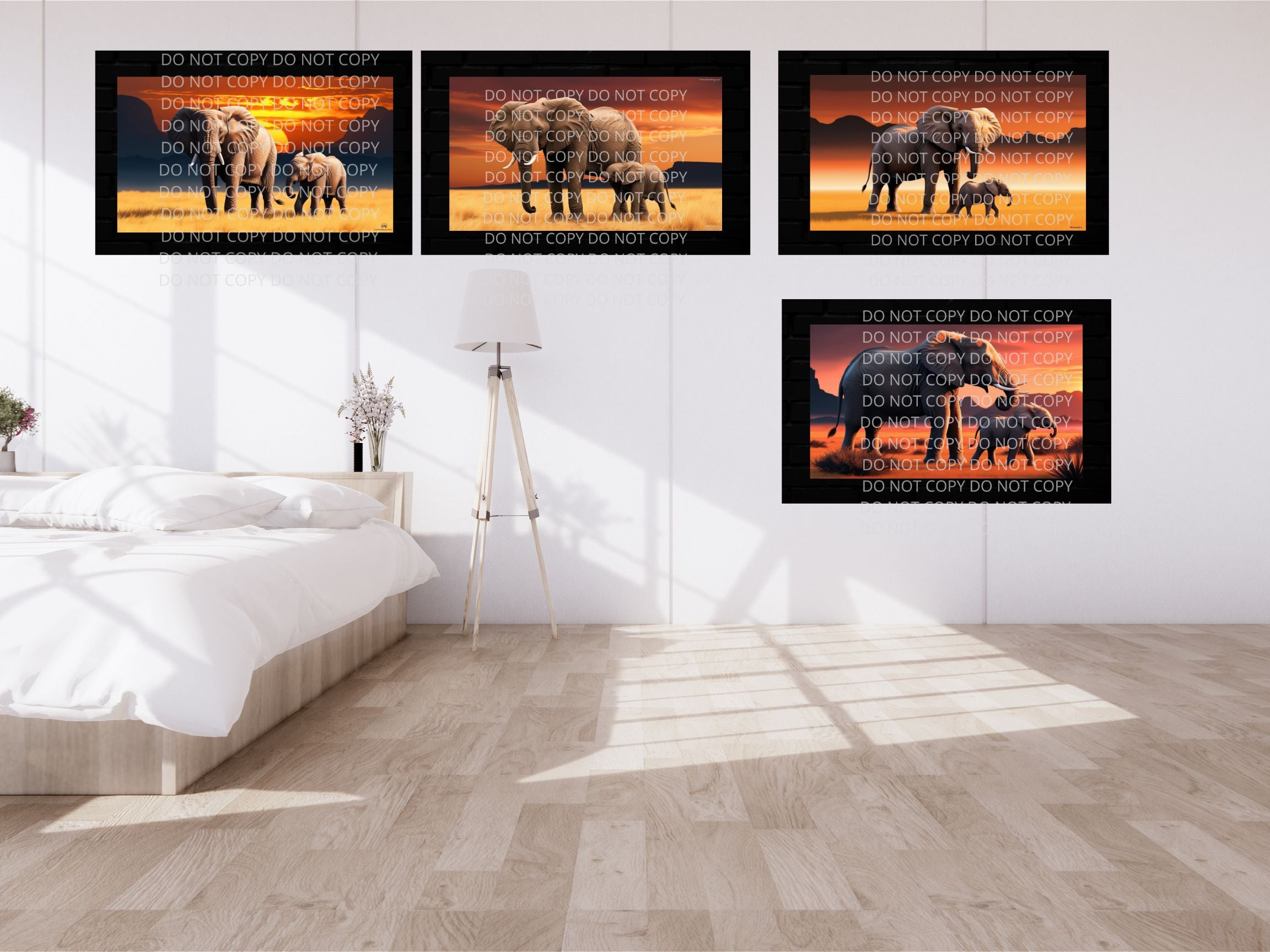 Elephant and Calf Digital Art in PDF SVG PNG File Formats