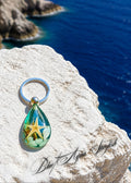 Handmade Faux Starfish Keychain – Aqua Blue