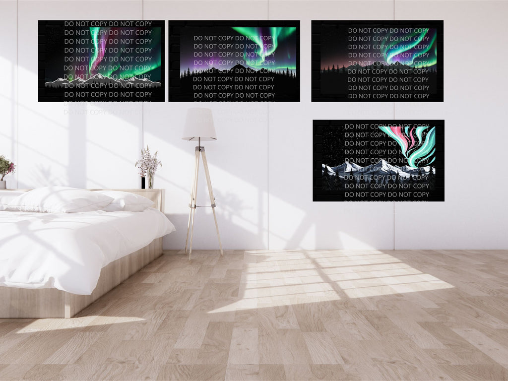 Northern Lights Digital Art in PDF SVG PNG File Formats