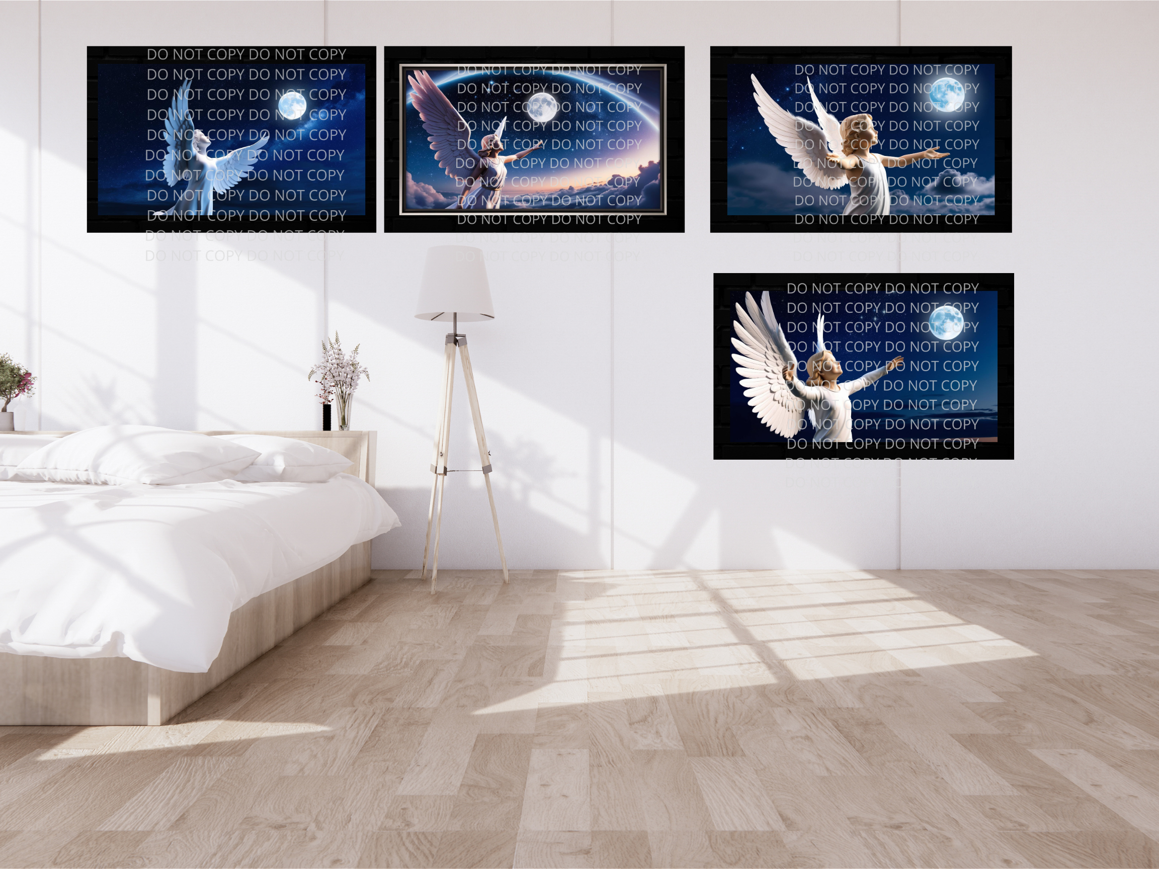 Angel at Night Digital Art in PDF SVG PNG File Formats