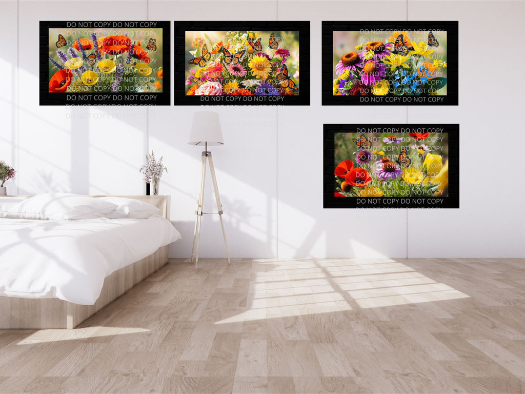 Butterflies with Flowers Digital Art in PDF SVG PNG File Formats