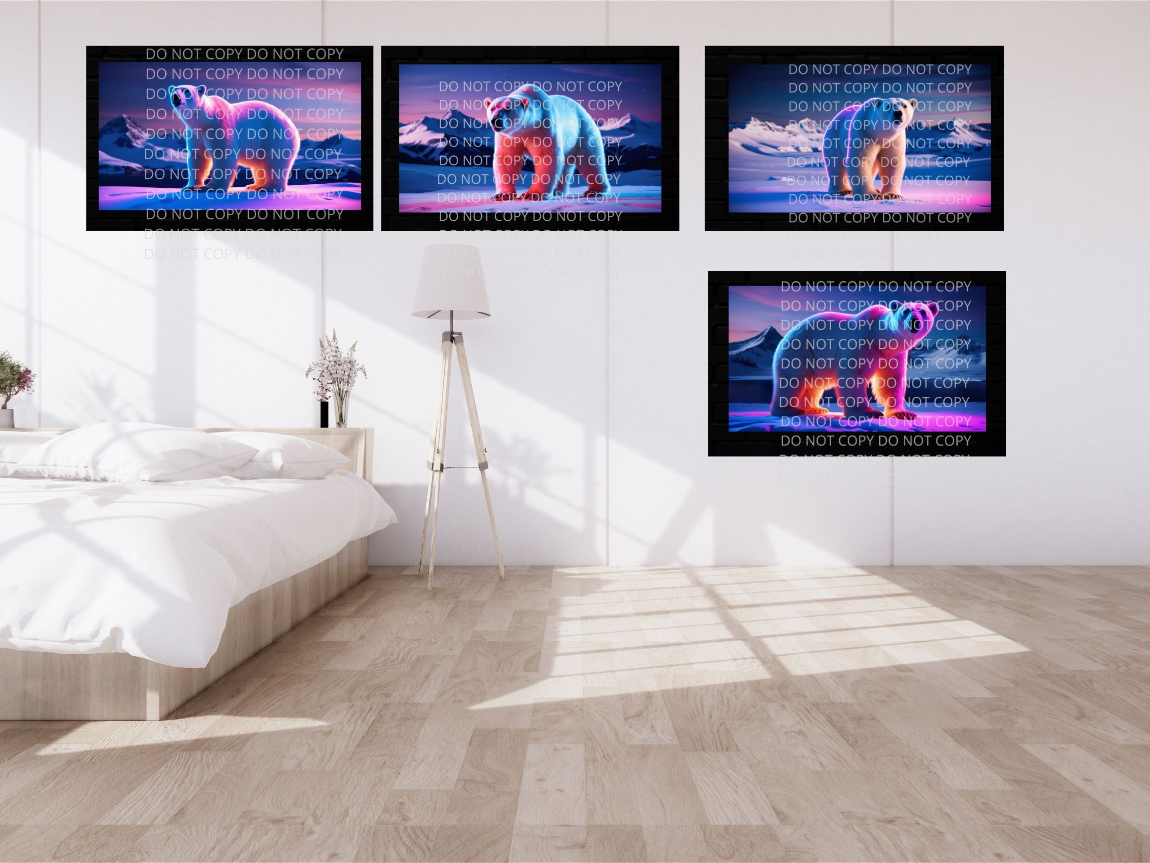 Polar Bear Neon Digital Art in PDF SVG PNG File Formats