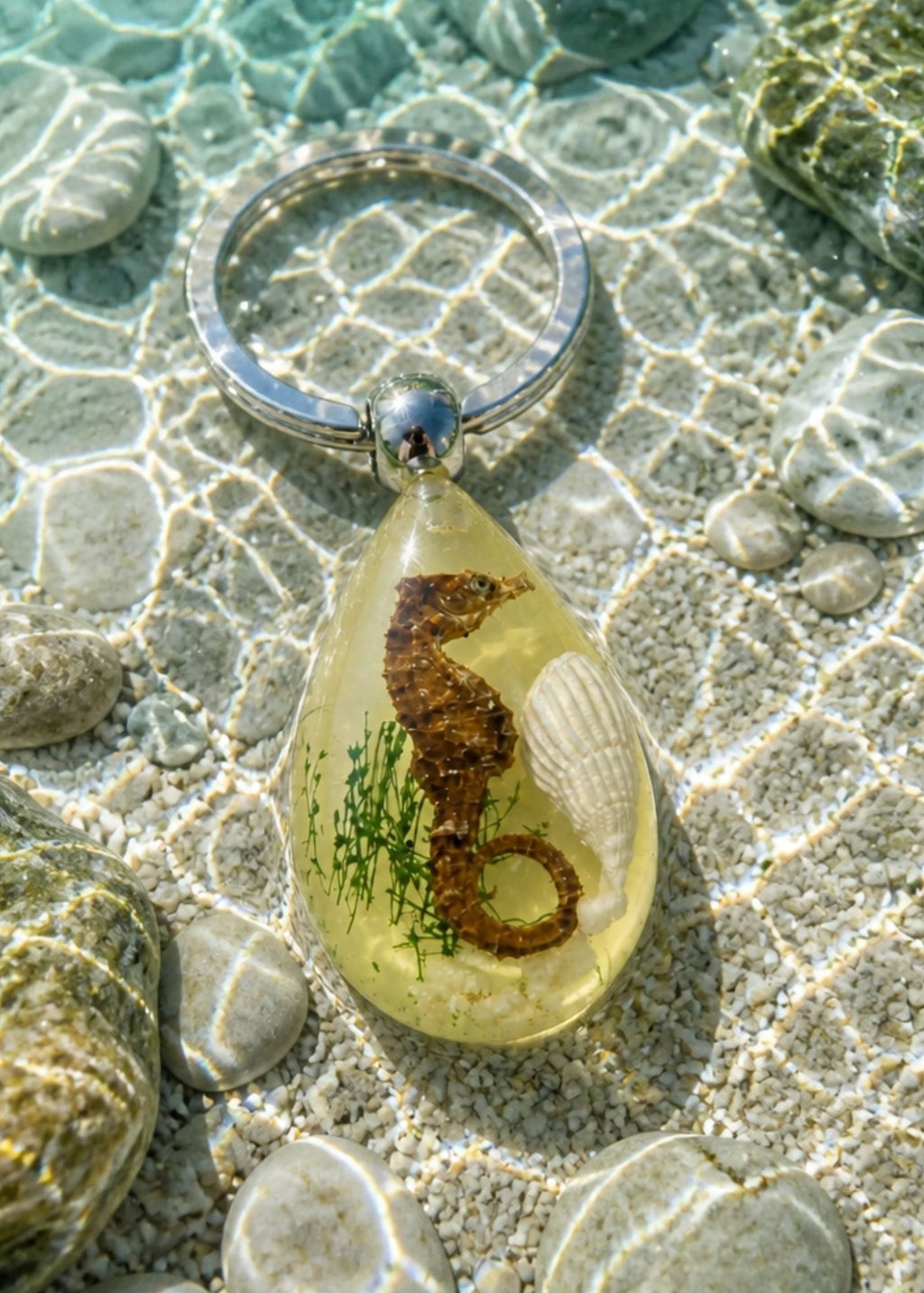Handmade Glow-in-the-Dark Faux Seahorse Keychain