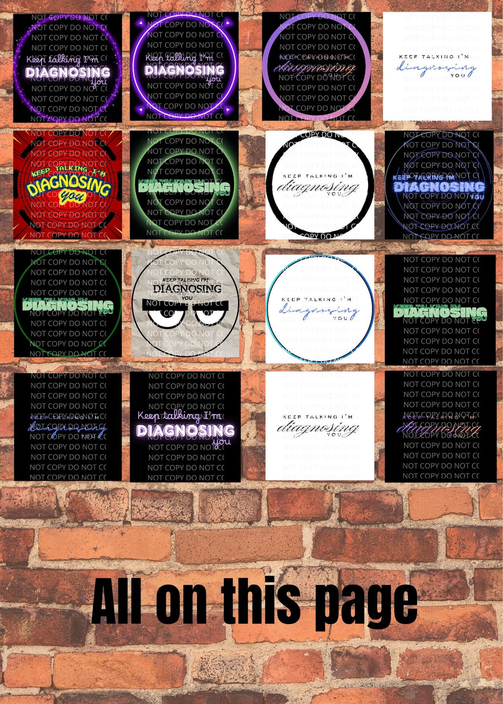 "Keep Talking I'm Diagnosing You" Printable Sticker Collection – 17 Multi-Style Sheets, 6 High-Quality File Formats Instant Download