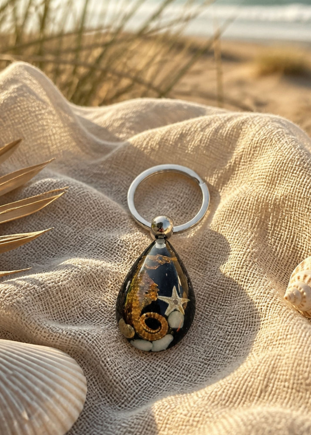 Handmade Faux Seahorse Keychain – Black