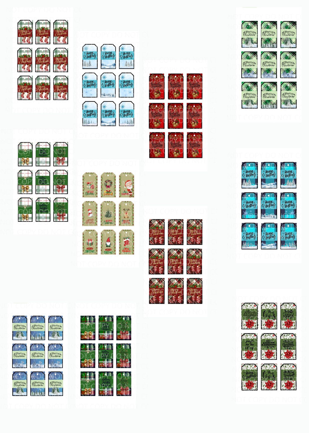 Printable Christmas Gift Tags Bundle – 12 Sheets of Assorted Buffalo Plaid, Farmhouse & Classic Holiday Gift Labels (PNG, JPG, PDF, SVG, PPTX)