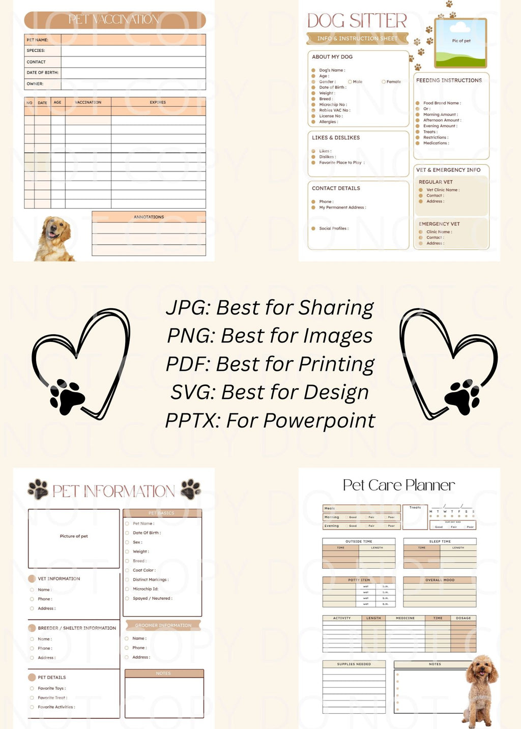 Elegant Style Pet Planners ~ PNG JPG PDF SVG PPTX File Types