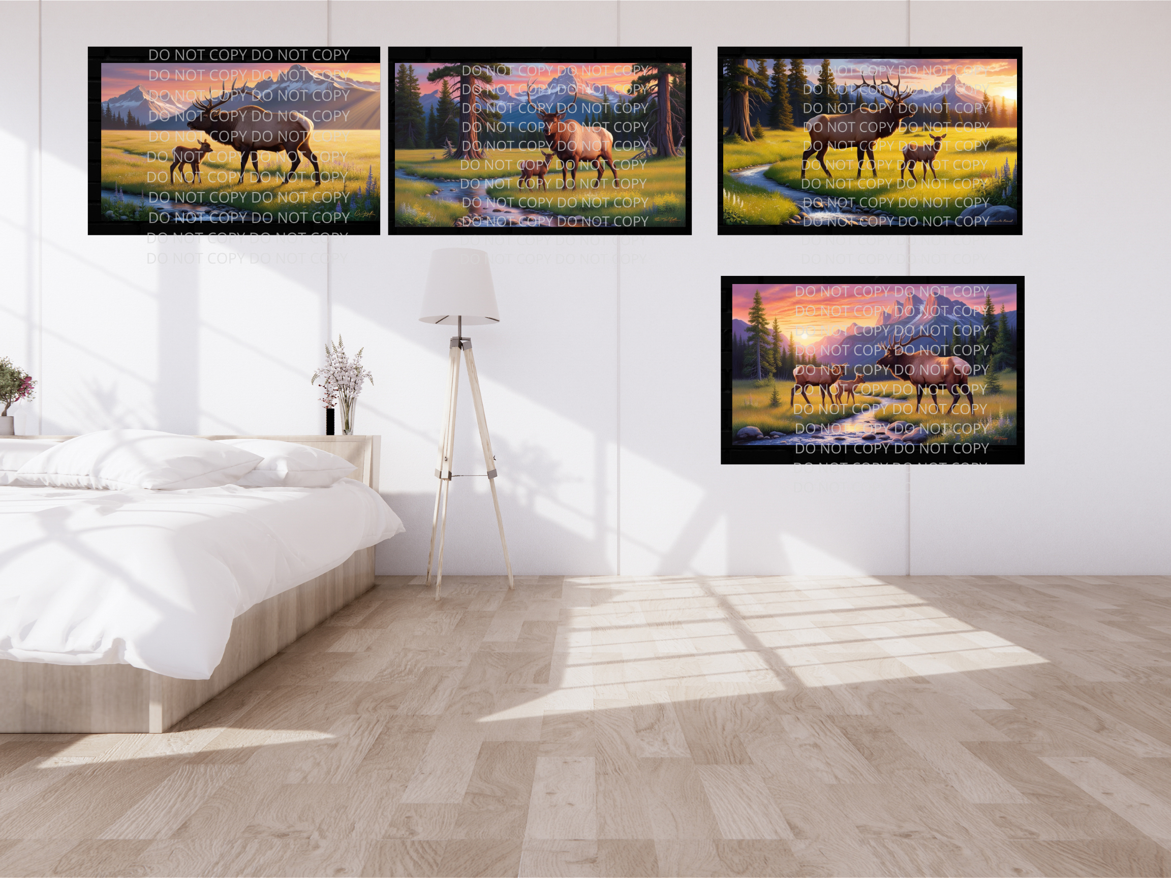 Moose with Baby Calf Digital Art in PDF SVG PNG File Formats