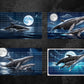 Whale with Calf at Night Digital Art in PDF SVG PNG File Formats