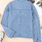 Drawstring Snap Down Denim Jacket with Chest Pockets