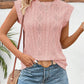 Eyelet Round Neck Cap Sleeve Top