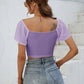 Drawstring Short Sleeve Crop Top