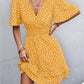 Women's Printed Smocked Waist Layered Surplice Dress