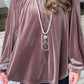Ruched Round Neck Raglan Sleeve Blouse