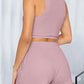 Full Size Round Neck Top and Drawstring Shorts Set