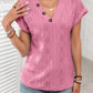 Openwork V-Neck Short Sleeve T-Shirt