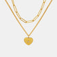 Inlaid Zircon Double Layered Heart Pendant Necklace