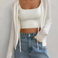 Tied Openwork V-Neck Long Sleeve Cardigan