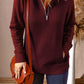 Quarter-Zip Quilted Sweatshirt with Kangaroo Pocket