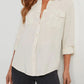 Collared Neck Roll-Tab Sleeve Denim Top