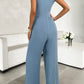 Round Neck Sleeveless Wide Leg Jumpsuit