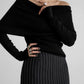 Off-Shoulder Long Sleeve Knit Top