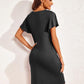 Full Size Notched Short Sleeve Lounge Dress