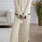 Contrast Trim Round Neck Top and Pants Sweater Set