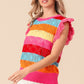 BiBi Pointelle Striped Ruffled Knit Top - Brand BiBi