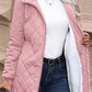 Quilted Zip Up Hooded Jacket with Pockets