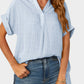 Mandy Side Slit Notched Short Sleeve Blouse