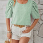 Full Size Swiss Dot Round Neck Short Sleeve Blouse