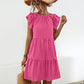Ruffled Round Neck Cap Sleeve Mini Dress
