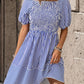 Smocked Striped Balloon Sleeve Mini Dress