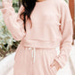 Ribbed Round Neck Long Sleeve Top and Shorts Set