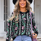 Flower Round Neck Long Sleeve Sweater