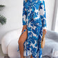 Tied Button Up Long Sleeve Dress