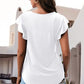 Full Size Ruffled Round Neck Cap Sleeve Blouse