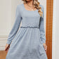 Frill Square Neck Long Sleeve Dress