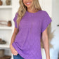 Double Take Full Size Cable-Knit Round Neck Cap Sleeve Sweater