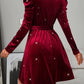 Glitter Round Neck Puff Sleeve Dress