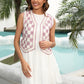 Checkered Open Front Sleeveless Cove Up
