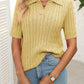 Mandy Cable Knit Johnny Collar Half Sleeve Sweater