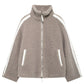 Zip Up Turtleneck Long Sleeve Plush Jacket