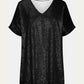 Full Size Sequin V-Neck Short Sleeve Top