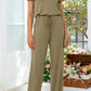 Women's Full Size Round Neck Open Back Jumpsuit with Pockets