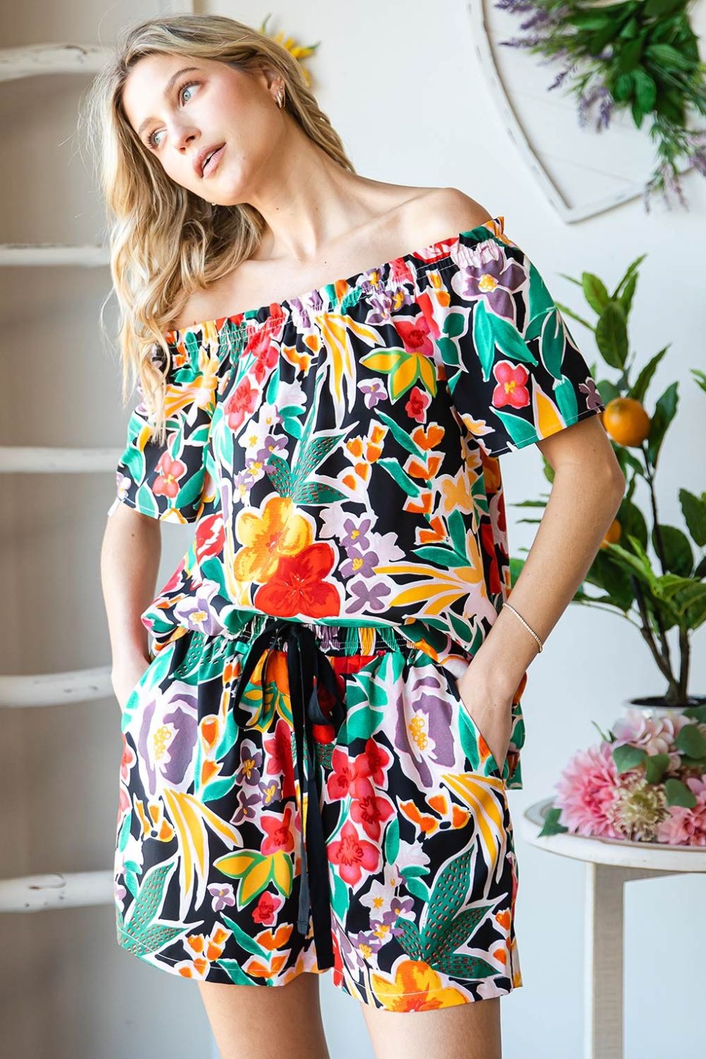 Cotton Bleu by Nu Label Floral Off-Shoulder Top *